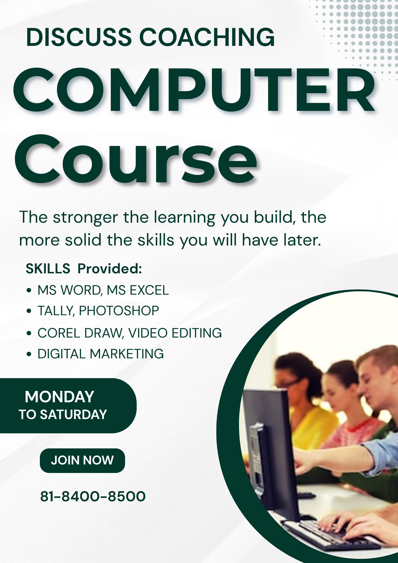 Best computer Institute In Gurgaon | 8184008500 |Discuss Coaching